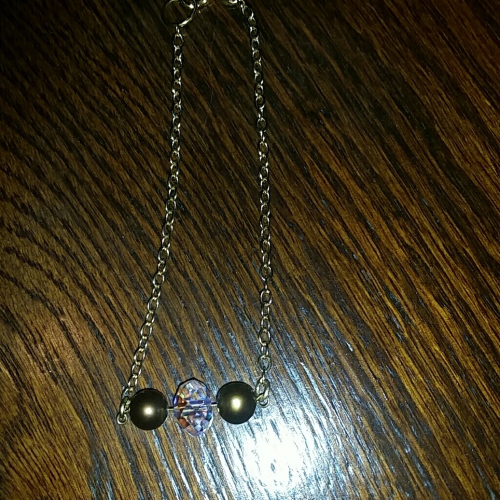 Real Chocolate Pearls and Crystal Bracelet